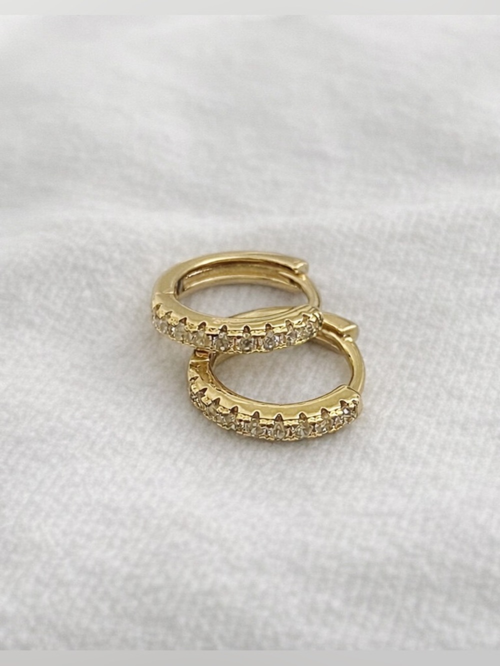 14k Gold plated stainless steel cubic zirconia Huggies hoop earrings